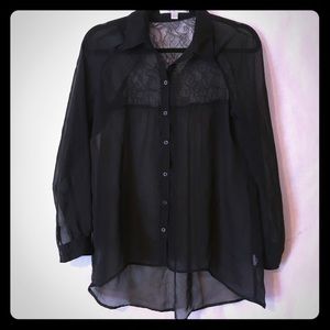 LC Lauren Condrad  black sheer button down